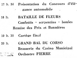 programme du corso fleuri du 10 juin 1951
